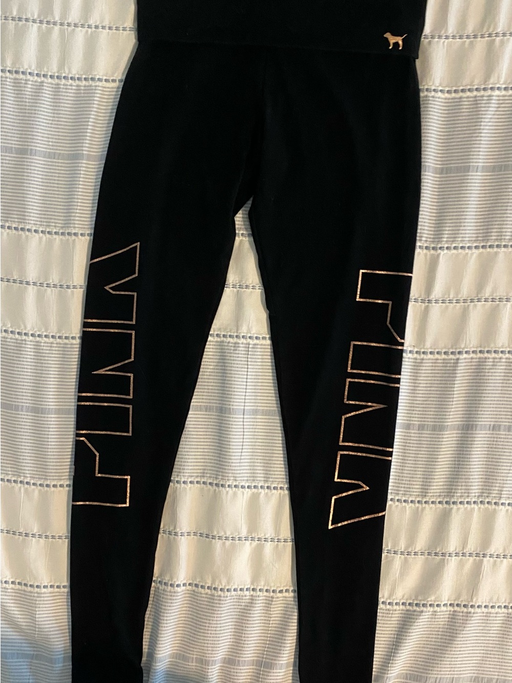 Victoria's Secret PINK Black Yoga Leggings with White Logo